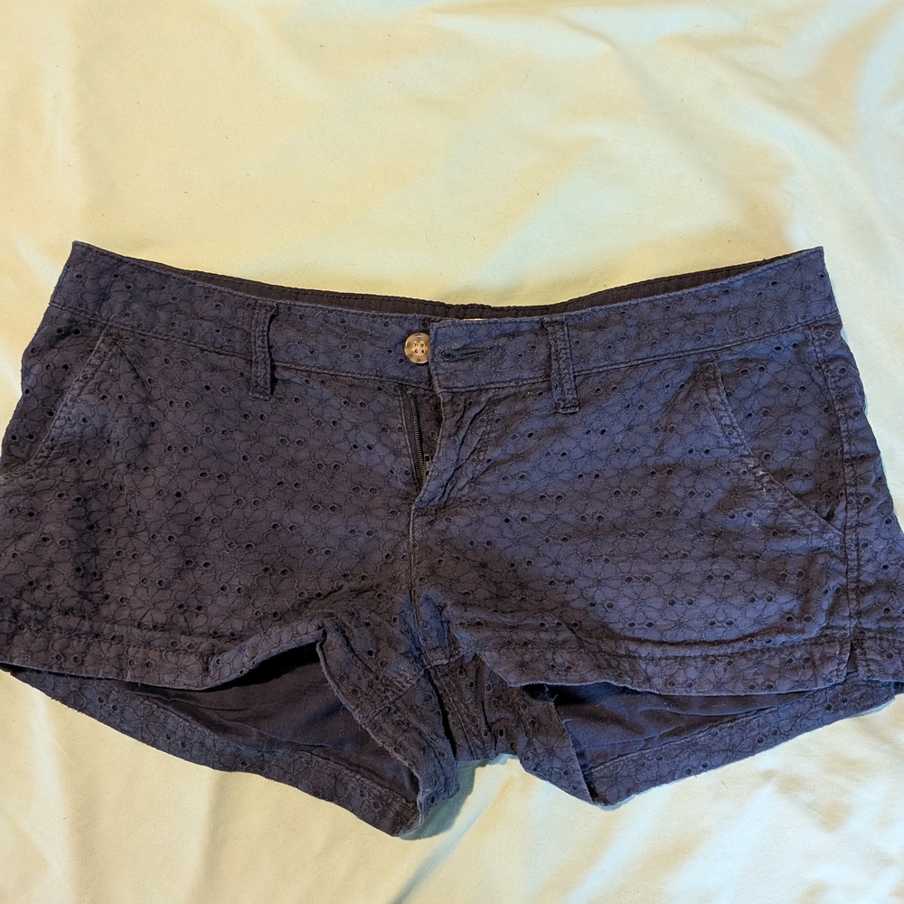 SO Women's Dark Blue Eyelet Jean Shorts